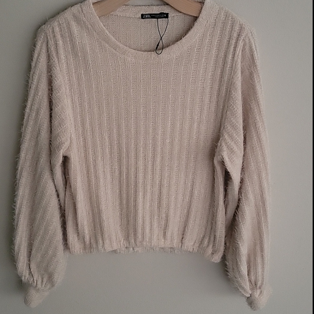 ZARA NWOT Crewneck Knit Pullover Sweater Long Sleeve Size M